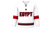 Load image into Gallery viewer, Egypt Original Hockey Jersey in White, front view – custom name and number