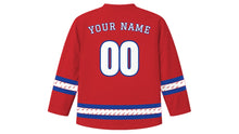 Load image into Gallery viewer, Election Day Original Hockey Jersey in Red, back view with your name and number