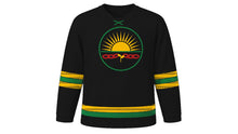 Load image into Gallery viewer, Emancipation Day Original Hockey Jersey in Black, front view – custom name and number