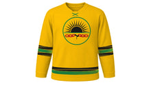 Load image into Gallery viewer, Emancipation Day Original Hockey Jersey in Freedom Gold, front view – custom name and number