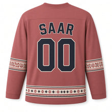 Load image into Gallery viewer, Estonia Song Festival Original Hockey Jersey in Heather Rose, back view with your name and number