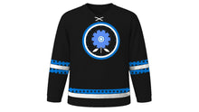 Load image into Gallery viewer, Estonian Independence Day Original Hockey Jersey in Black, front view – custom name and number