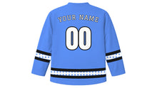 Load image into Gallery viewer, Estonian Independence Day Original Hockey Jersey in Cornflower Blue, back view with your name and number