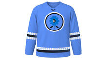 Load image into Gallery viewer, Estonian Independence Day Original Hockey Jersey in Cornflower Blue, front view – custom name and number