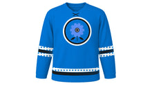 Load image into Gallery viewer, Estonian Independence Day Original Hockey Jersey in Estonian Blue, front view – custom name and number