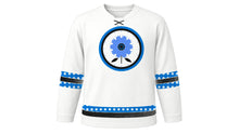 Load image into Gallery viewer, Estonian Independence Day Original Hockey Jersey in White, front view – custom name and number