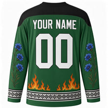 Load image into Gallery viewer, Estonian Victory Day Original Hockey Jersey in Oak Green, back view with custom YOUR NAME and 00