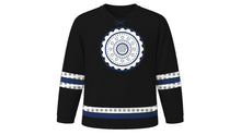 Load image into Gallery viewer, Eyo Festival Original Hockey Jersey in Black, front view – custom name and number