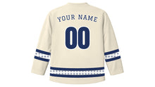 Load image into Gallery viewer, Eyo Festival Original Hockey Jersey in Cream, back view with your name and number