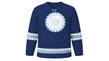 Load image into Gallery viewer, Eyo Festival Original Hockey Jersey in Indigo, front view – custom name and number
