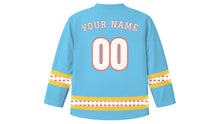 Load image into Gallery viewer, Family Day Original Hockey Jersey in Sky Blue, back view with your name and number