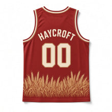 Load image into Gallery viewer, Farmhouse Windmill Original Basketball Jersey in Barn Red, back view with your name and number