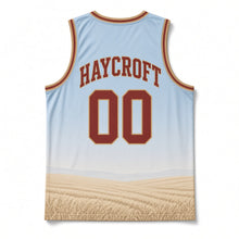 Load image into Gallery viewer, Farmhouse Windmill Original Basketball Jersey in Farm Sky Blue, back view with your name and number
