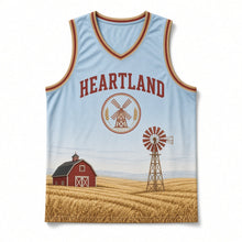 Load image into Gallery viewer, Farmhouse Windmill Original Basketball Jersey in Farm Sky Blue, front view – custom name and number