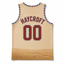 Load image into Gallery viewer, Farmhouse Windmill Original Basketball Jersey in Prairie Wheat, back view with your name and number