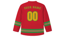 Load image into Gallery viewer, Fasching Original Hockey Jersey in Carnival Red, back view with your name and number