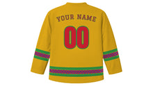 Load image into Gallery viewer, Fasching Original Hockey Jersey in Gold, back view with your name and number