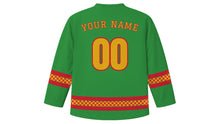 Load image into Gallery viewer, Fasching Original Hockey Jersey in Jester Green, back view with your name and number