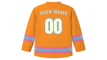 Load image into Gallery viewer, Fastelavn Original Hockey Jersey in Carnival Orange, back view with your name and number