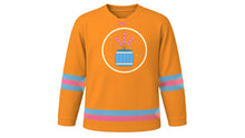 Load image into Gallery viewer, Fastelavn Original Hockey Jersey in Carnival Orange, front view – custom name and number