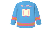 Load image into Gallery viewer, Fastelavn Original Hockey Jersey in Sky Blue, back view with your name and number