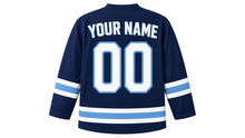 Load image into Gallery viewer, Father's Day Original Hockey Jersey in Navy, back view with your name and number