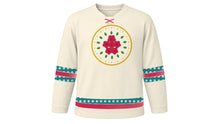 Load image into Gallery viewer, Feast of Our Lady of Guadalupe Original Hockey Jersey in Cream, front view – custom name and number