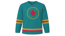 Load image into Gallery viewer, Feast of Our Lady of Guadalupe Original Hockey Jersey in Teal, front view – custom name and number