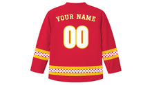 Load image into Gallery viewer, Feria de Abril Original Hockey Jersey in Red, back view with your name and number