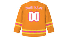 Load image into Gallery viewer, Feria de las Flores Original Hockey Jersey in Orange, back view with your name and number