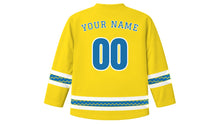 Load image into Gallery viewer, Ferragosto Original Hockey Jersey in Lemon Yellow, back view with your name and number
