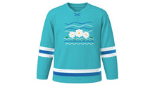 Load image into Gallery viewer, Festa de Iemanjá Original Hockey Jersey in Aqua, front view – custom name and number