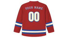 Load image into Gallery viewer, Fez Original Hockey Jersey in Medina Red, back view with your name and number