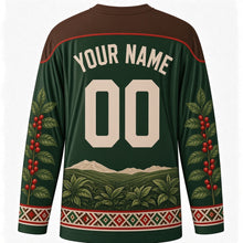 Load image into Gallery viewer, Fichee Chambalaalla Original Hockey Jersey in Enset Green, back view with custom YOUR NAME and 00