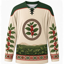 Load image into Gallery viewer, Fichee Chambalaalla Original Hockey Jersey in Butter Cream, front view with themed artwork and clean crest