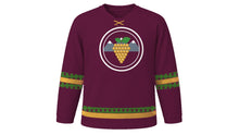 Load image into Gallery viewer, Fiesta de la Vendimia Original Hockey Jersey in Malbec Purple, front view – custom name and number