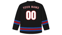 Load image into Gallery viewer, Fiestas de Quito Original Hockey Jersey in Black, back view with your name and number