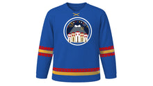Load image into Gallery viewer, Fiestas de Quito Original Hockey Jersey in Colonial Blue, front view – custom name and number
