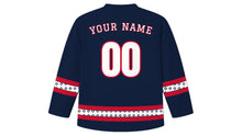 Load image into Gallery viewer, Fiestas Patrias Chile Original Hockey Jersey in Navy, back view with your name and number