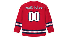 Load image into Gallery viewer, Fiestas Patrias Chile Original Hockey Jersey in Red, back view with your name and number
