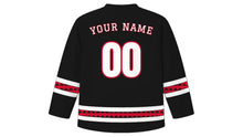 Load image into Gallery viewer, Fiestas Patrias Peru Original Hockey Jersey in Black, back view with your name and number