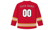 Load image into Gallery viewer, Fiestas Patrias Peru Original Hockey Jersey in Red, back view with your name and number