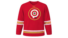 Load image into Gallery viewer, Fiestas Patrias Peru Original Hockey Jersey in Red, front view – custom name and number