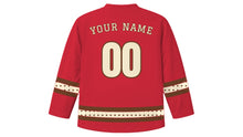 Load image into Gallery viewer, Fiji Day Original Hockey Jersey in Hibiscus Red, back view with your name and number