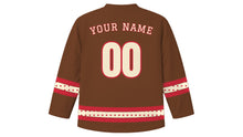 Load image into Gallery viewer, Fiji Day Original Hockey Jersey in Masi Brown, back view with your name and number