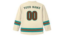 Load image into Gallery viewer, Fiji Day Original Hockey Jersey in Tapa Cream, back view with your name and number