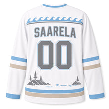 Load image into Gallery viewer, Finland Archipelago Sail Original Hockey Jersey in Sail White, back view with your name and number