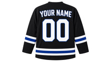 Load image into Gallery viewer, Finland Original Hockey Jersey in Black, back view with your name and number