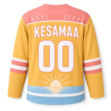 Load image into Gallery viewer, Finland Midnight Sun Original Hockey Jersey in Sun Gold, back view with your name and number