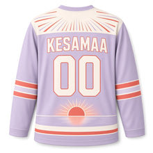 Load image into Gallery viewer, Finland Midnight Sun Original Hockey Jersey in Heather Lilac, back view with your name and number